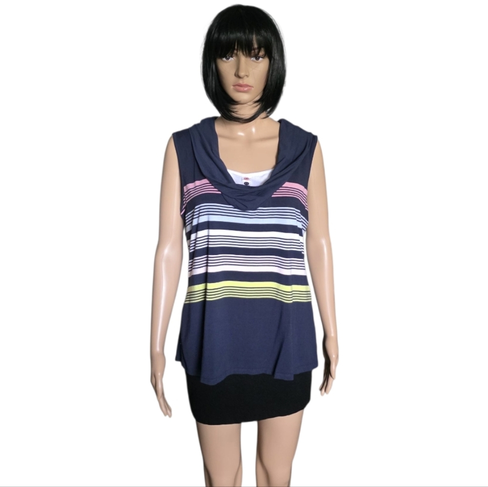 Le Grenier Striped Navy Sleeveless Top, size XL
